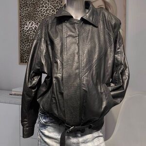 Genuine Leather croc-pattern Moto Style Jacket